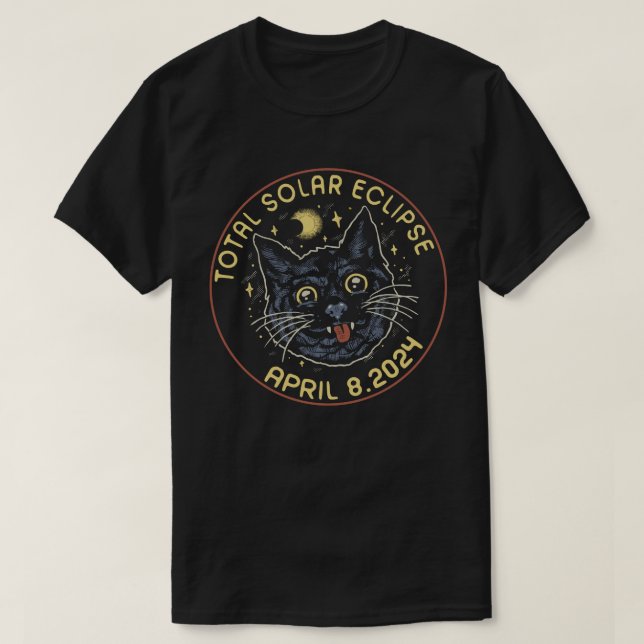 Camiseta Astronomia Solar Total do Gato Abril 8 2024 (Frente do Design)