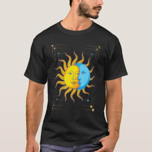 Camiseta Astronomia Universa do Boho Sun Crescent Moon Astr