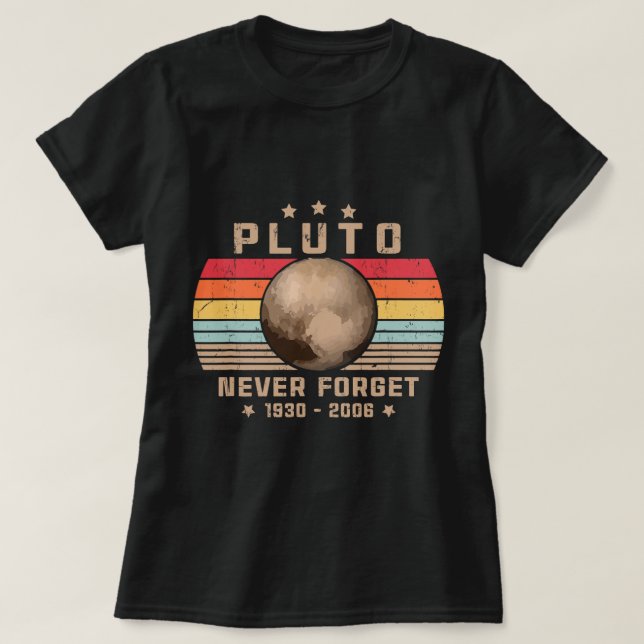 Camiseta Astronomia Vintage em Pão Nunca Esquece Plutão Ret (Frente do Design)
