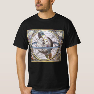 Camiseta Astronomia Vintage, Planisfera Celestial Zodíaco