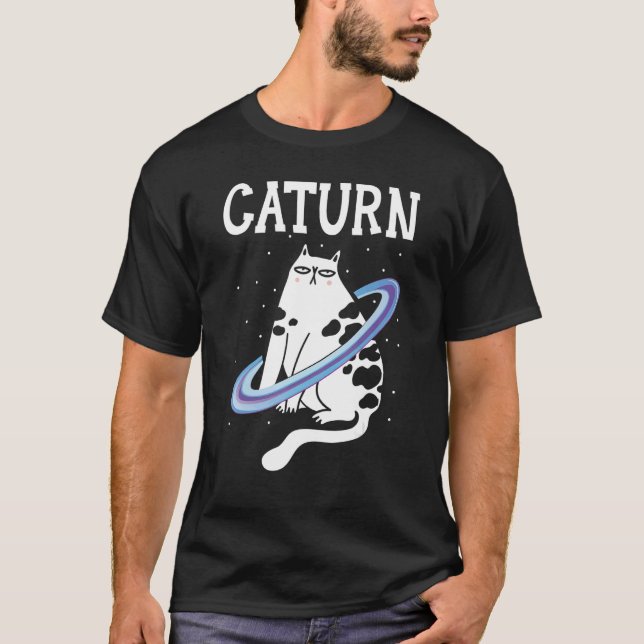 Camiseta Astrônomo Astrônomo Caturn Cat Owner (Frente)