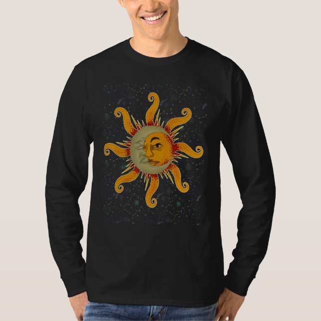 Camiseta Astronomy Universe Sun Crescent Moon Boho Astrolog (Frente)