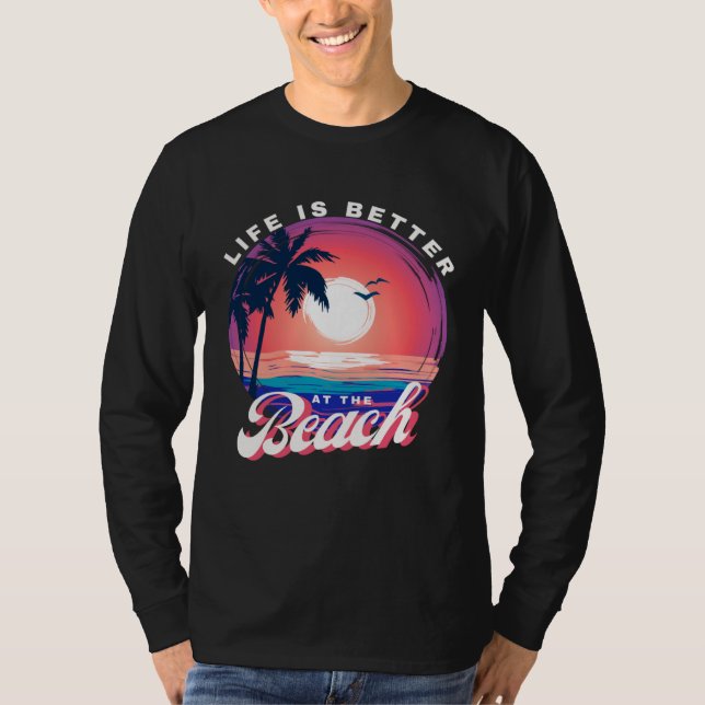 Camiseta At The Beach Retro Summer Vacation Palm Trees (Frente)