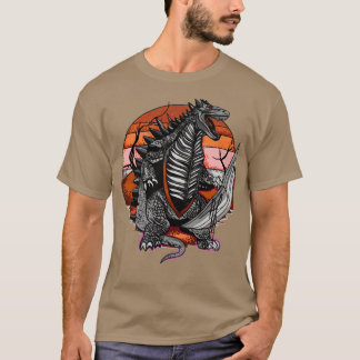 Camiseta Atacando dinossauro com sol ao fundo