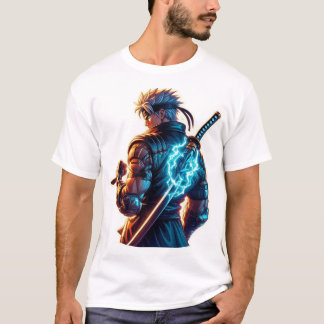 Camiseta Atacar Primeiro. Queimar Brighter." Cyberpunk Anim