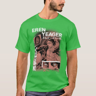 Camiseta Ataque ao titã Eren Yeager Colagem de Mangá Japonê