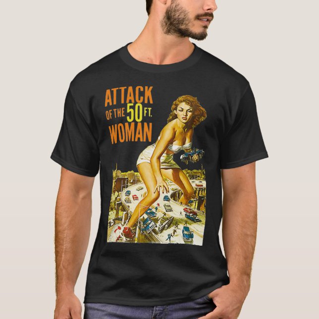Camiseta Ataque Da Mulher De 50 Pés  (Frente)