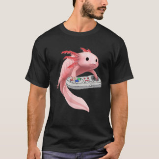 Camiseta Ataque de Peixes Cudos Axolotl Jogando Vídeo - Ama