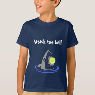 Camiseta Ataque De Tubarão De Bola Tênis Com Texto
