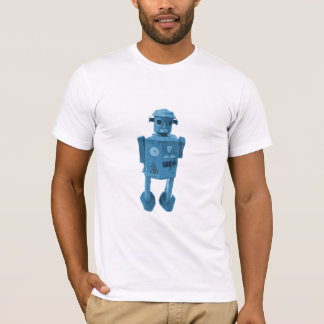 Camiseta Ataque do robô! Robô atômico azul da era espacial