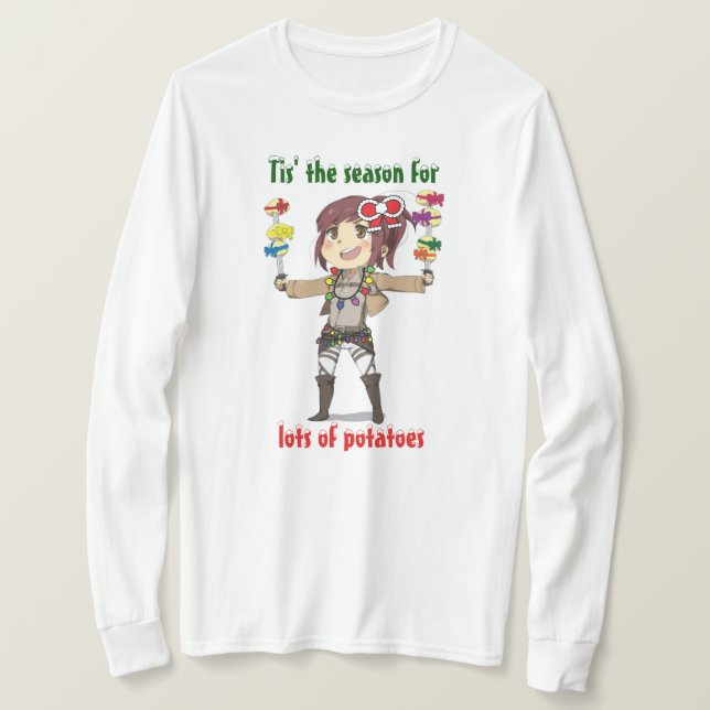 Camiseta Ataque no t-shirt longo da Capa do feriado do titã (Frente do Design)