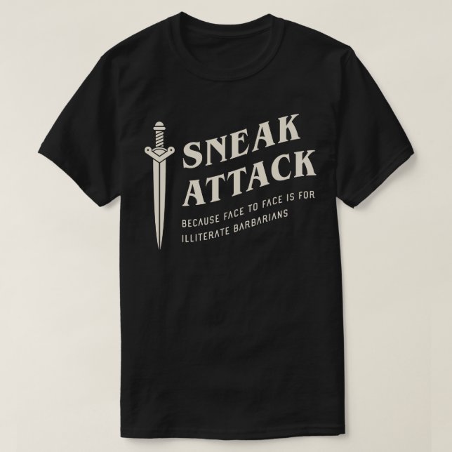 Camiseta Ataque Rogue Sneak Funny Tabletop RPG 1 (Frente do Design)
