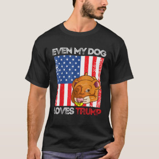 Camiseta Até Meu Cão Adora Trump Pro Trump American Flag Re