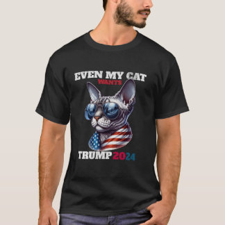 Camiseta Até O Meu Gato Sphynx Quer O Gato Patriótico Trump
