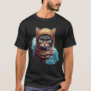 Camiseta Até o meu gato Veste um gato muçulmano Hijab