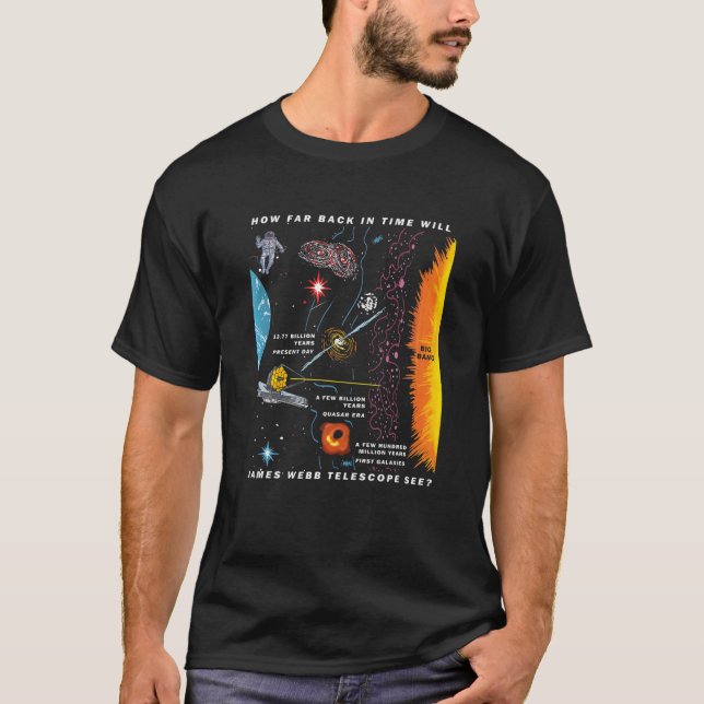 Camiseta Até Onde O Telescópio James Webb Já Chegou (Frente)