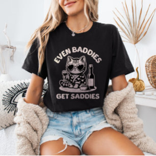 Camiseta Até os Vilões Sentem Tristezas Meme de Gato Saúde 
