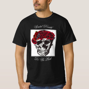 Camiseta Até Que A Morte Nos Afaste Do Crânio Rosa vermel