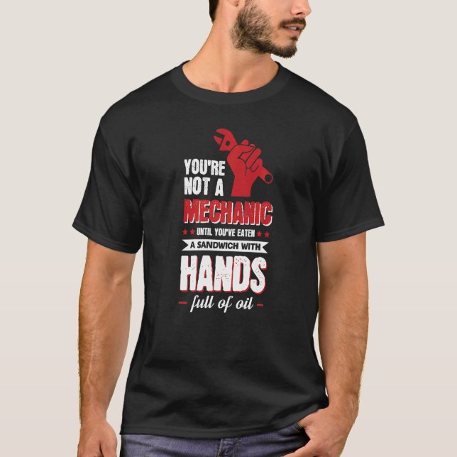 Camiseta Até que você comeu um sanduíche com as mãos Cheio  (Frente)
