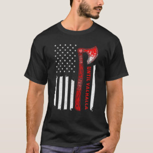 Camiseta Até Valhalla American Flag - Vikings Ax Norse M