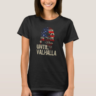 Camiseta Até Valhalla Skull Viking Odin American Flag