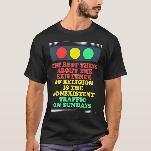 Camiseta Ateísta Existência De Religião Não Existente (Frente)
