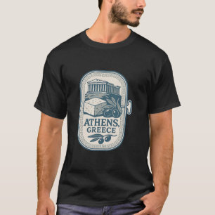 Camiseta Atenas Grécia Lembrança Queijo Grego E Desenho De