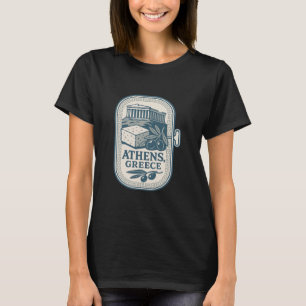 Camiseta Atenas Grécia Lembrança Queijo Grego E Desenho De
