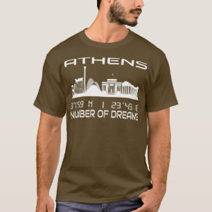 Camiseta Atenas Skyline GPS Coordenadas Grécia 2