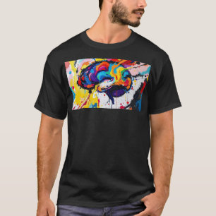 Camiseta Atenção à pintura colorida do cérebro de Abstrato