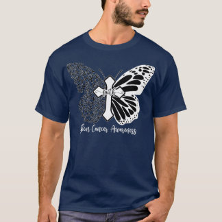 Camiseta Atenção do Cancer da Pele Fé Borboleta Cruzada Pre