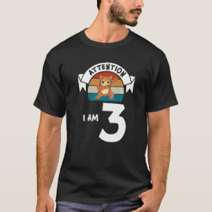 Camiseta Atenção, eu sou três aniversário de 3 anos de gato
