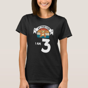Camiseta Atenção, eu sou três aniversário de 3 anos de gato