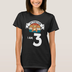 Camiseta Atenção, eu sou três aniversário de 3 anos de gato