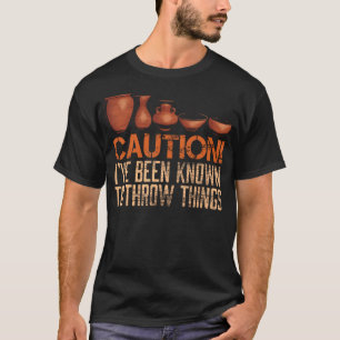 Camiseta Atenção Oleiro Engraçado Desenho de Artista Cerâmi