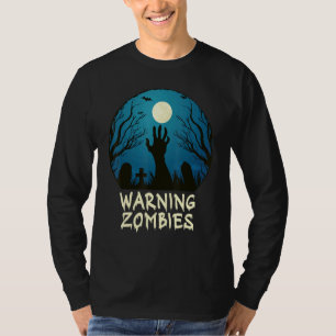 Camiseta Atenção Zumbi Cemitério ao Luar - Crianças Assusta