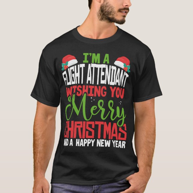 Camiseta Atendedor de Voo Feliz Natal Festivo Pajama Xm (Frente)