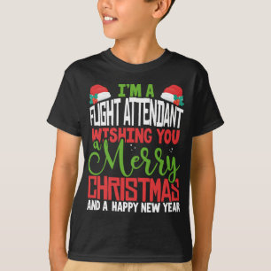 Camiseta Atendedor de Voo Feliz Natal Festivo Pajama Xm