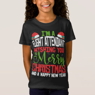 Camiseta Atendedor de Voo Feliz Natal Festivo Pajama Xm