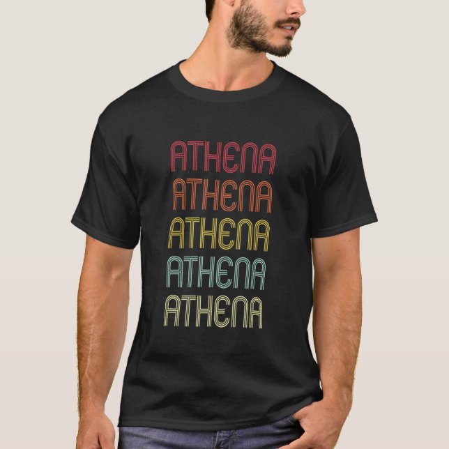 Camiseta Athena Retro Wordmark Pattern Vintage Personalizad (Frente)