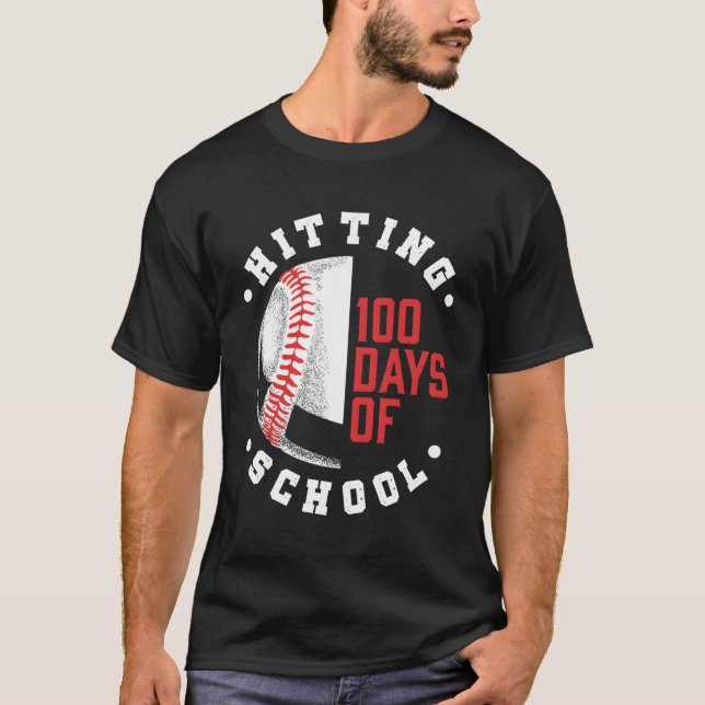 Camiseta Atingindo 100 Dias De Basebol Escolar De Volta À E (Frente)