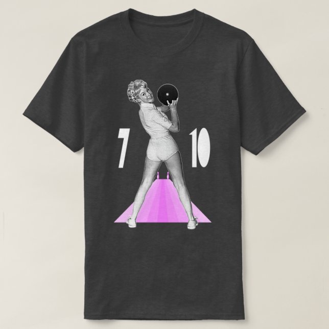 Camiseta Atingir O Humor Da Boliche Retro 710 (Frente do Design)