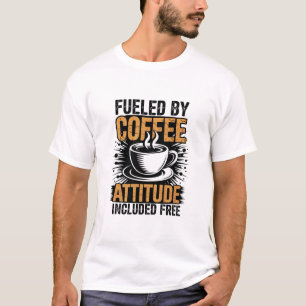 Camiseta Atitude Alimentada Por Café Incluída  Presente Eng
