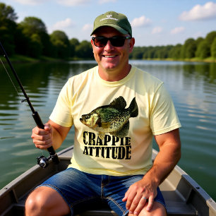 Camiseta Atitude de Crappie Humor de Pesca Design de Vida n