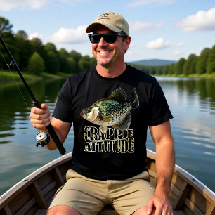 Camiseta Atitude de Crappie Humor de Pesca Design de Vida n