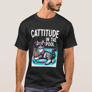 Camiseta Atitude de gato na piscina Gato nadando Treinador