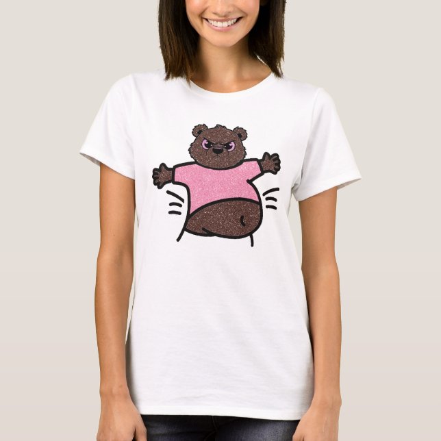 Camiseta Atitude do Urso Chubby - Mulheres Engraçadas (Frente)