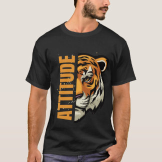 Camiseta atitude palavra com rosto de leão