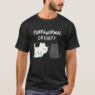 Camiseta Atividade Puranormal Gato de Halloween Trocadilho 