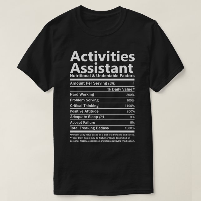 Camiseta Atividades Assistente De Fa Nutricional E Inegável (Frente do Design)
